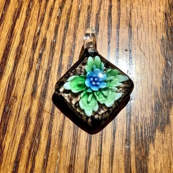 Blown Glass Floral Pendant - Picture 2 of 6